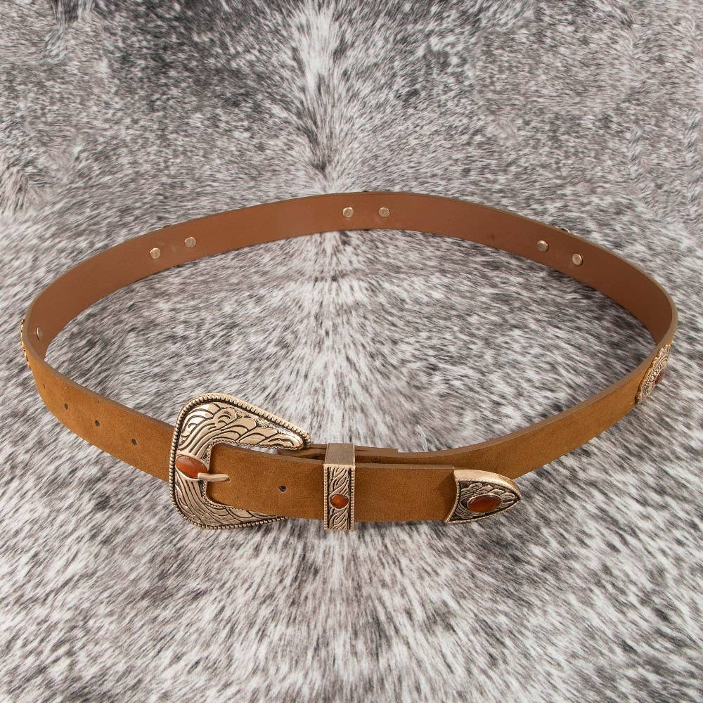 Concho Disc Vegan Leather Belt