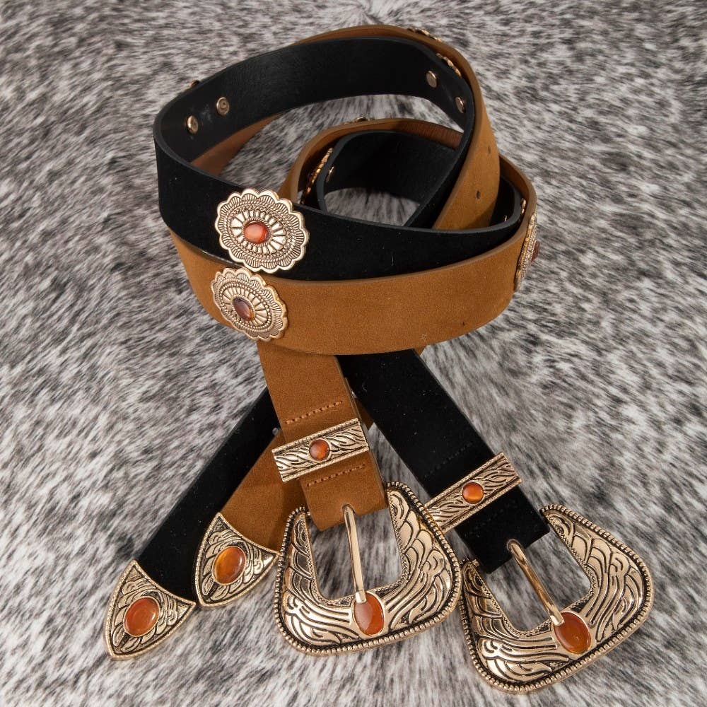 Concho Disc Vegan Leather Belt