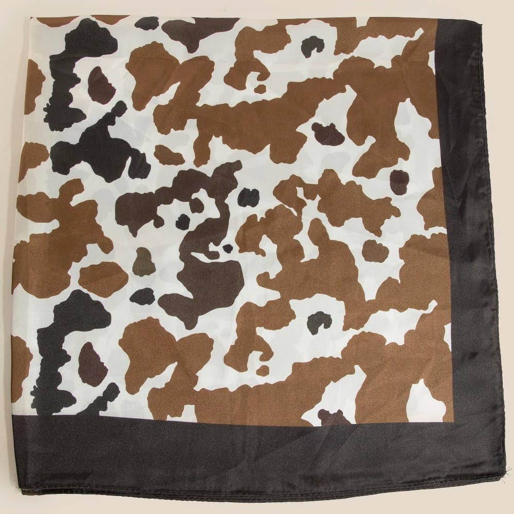Black And Brown Cow Print Square Scarf