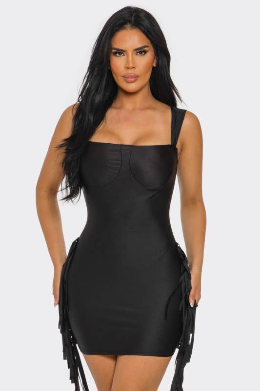 Toxica Fringe Mini Short Dress