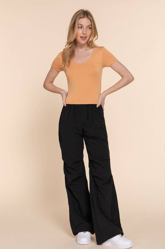 Short Slv Scoop Neck Double Layer Knit Top