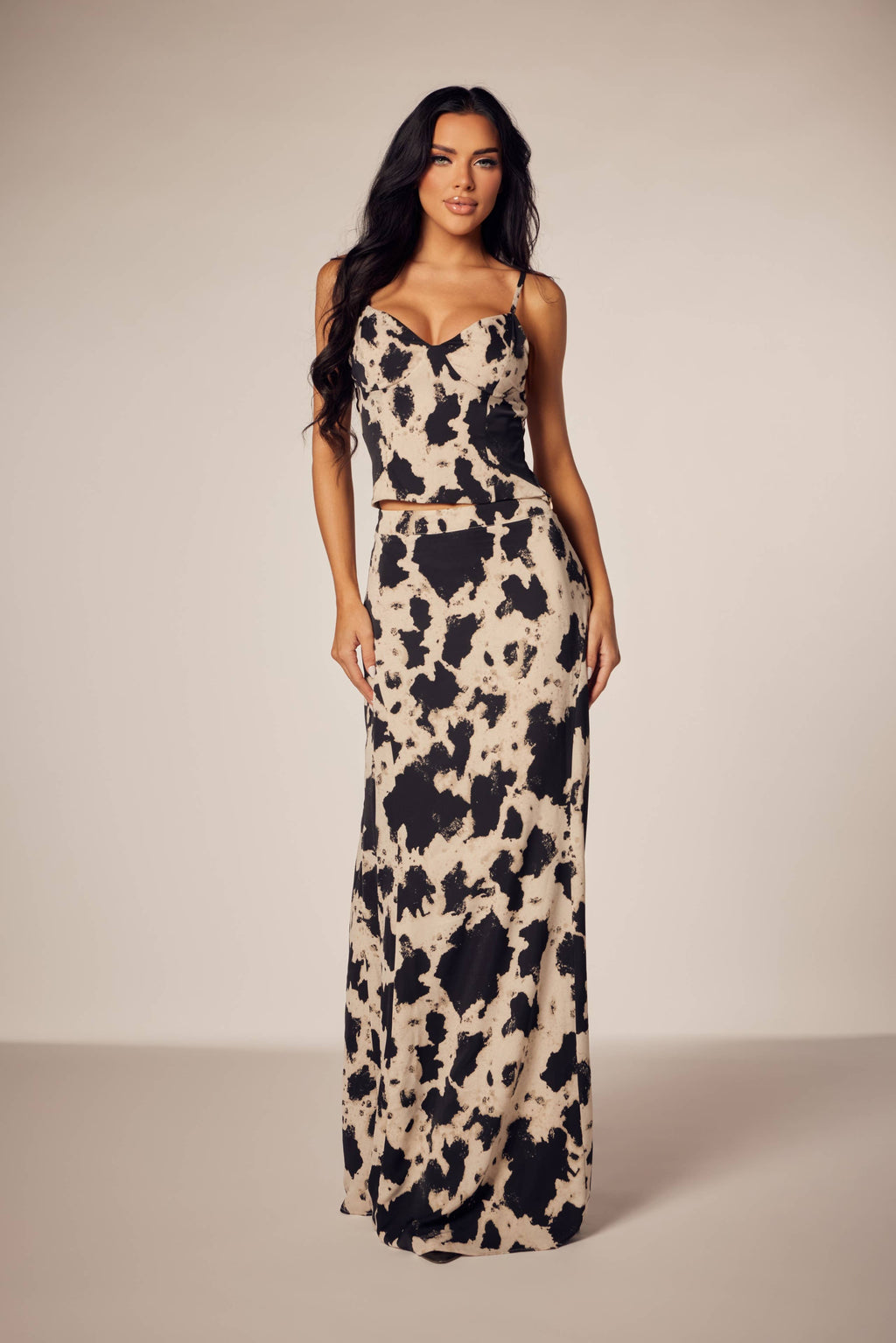 Thania Cowhide Satin Skirt