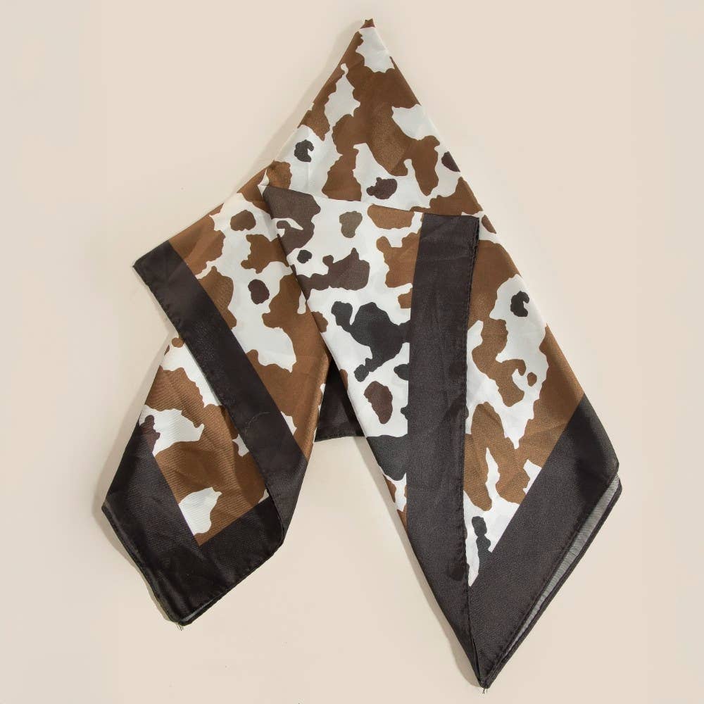 Black And Brown Cow Print Square Scarf