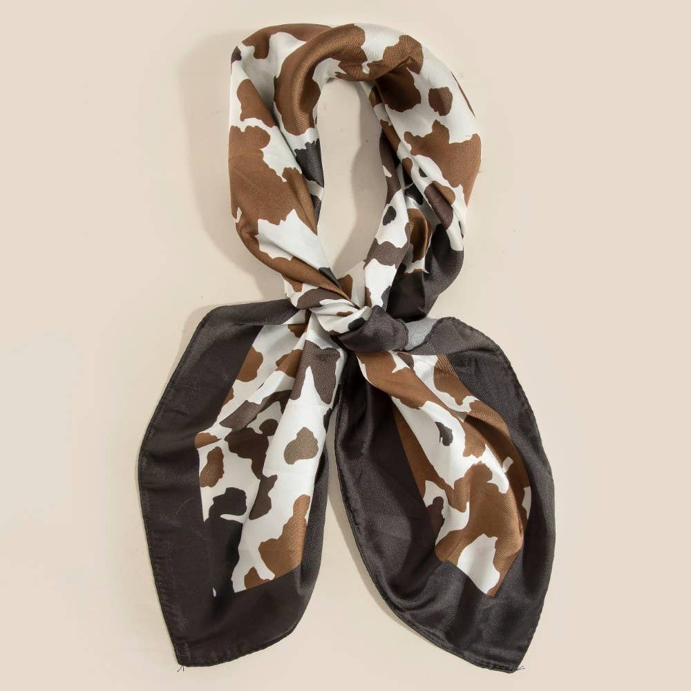 Black And Brown Cow Print Square Scarf