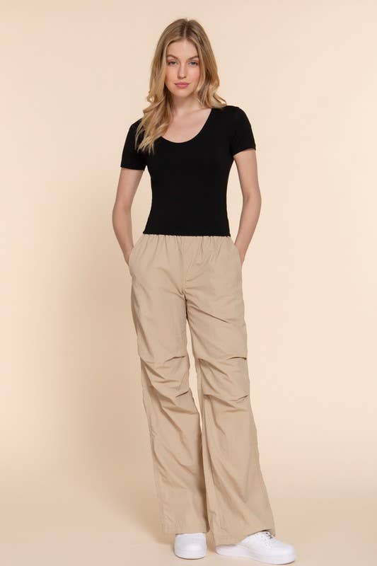 Short Slv Scoop Neck Double Layer Knit Top