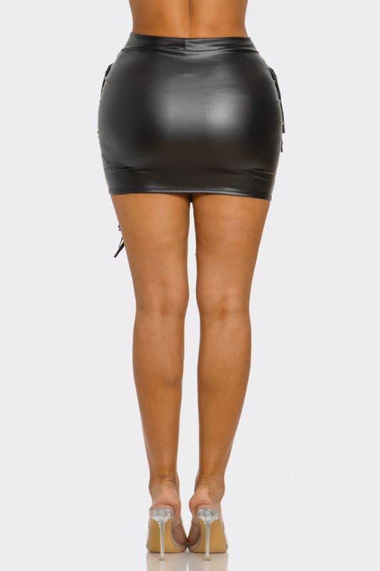 Toxica Fringe Leather Mini Skirt