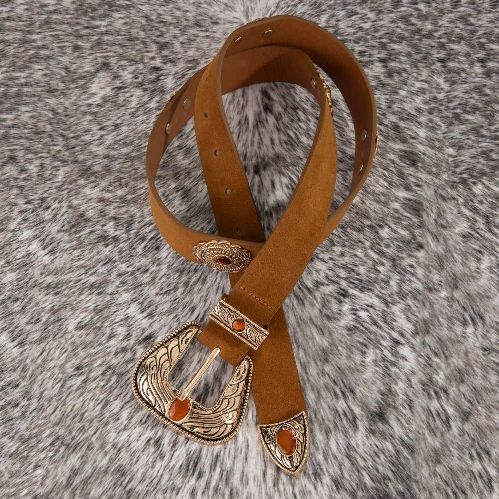 Concho Disc Vegan Leather Belt