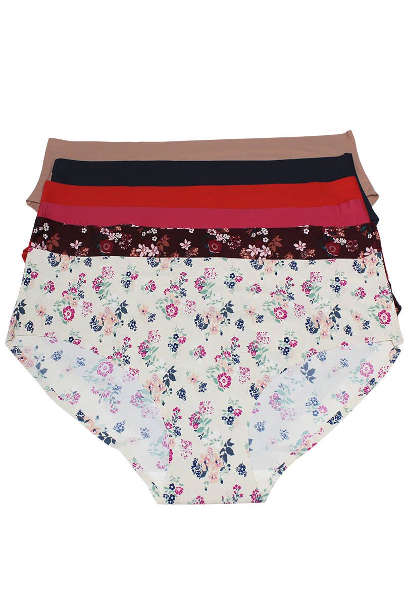 6 Pk  No line Solid Laser cut Panty