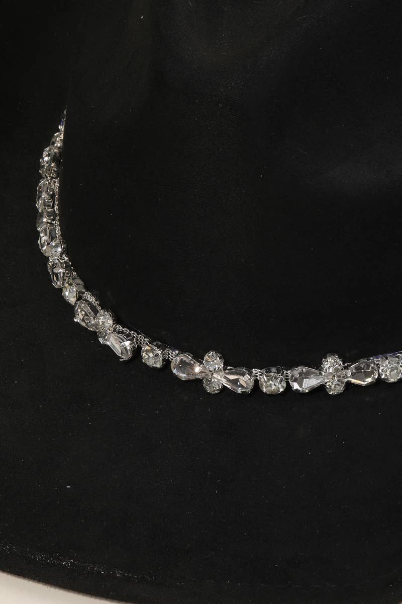 Rhinestone Studded Strap Western Cowboy Hat