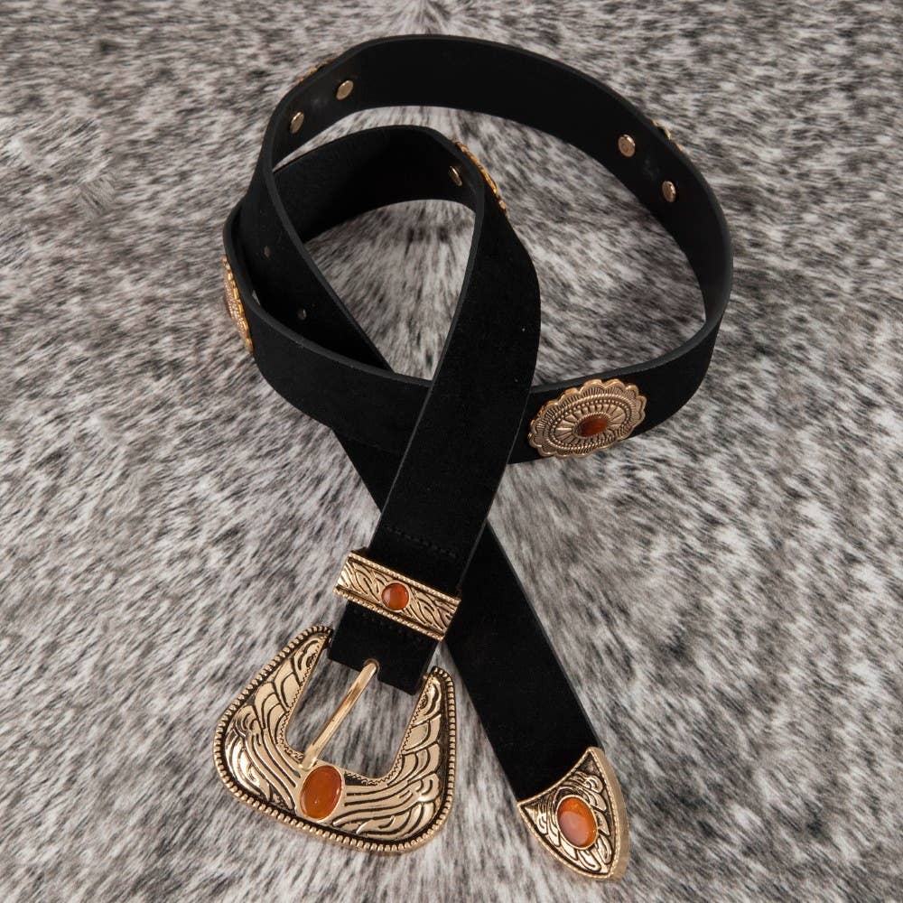 Concho Disc Vegan Leather Belt